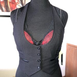 NWT Black Button Up Vest